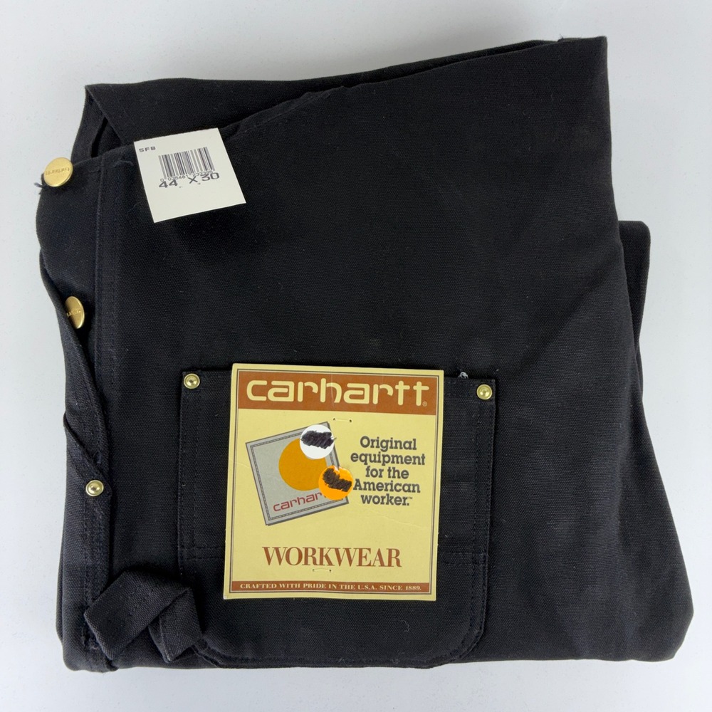 Carhartt Double Knees Duck Bibs Overalls Mens 44x30 5FB R01 BLK‎ Black NWT NOS